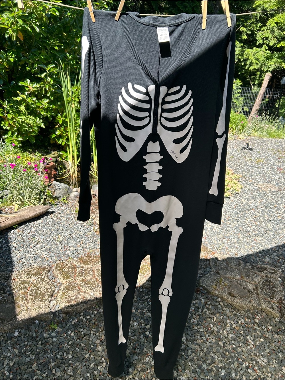 PINK Victoria's Secret Women’s Black & White Skeleton One-Piece Costume/PJ
